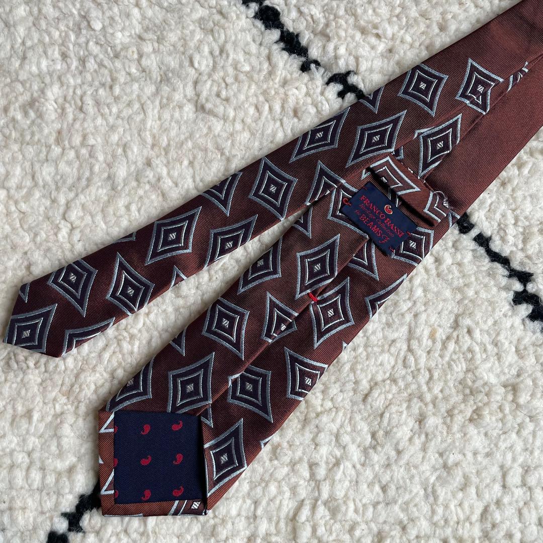 FRANCO BASSI for BEAMS F パネル幾何柄ジャカードタイ