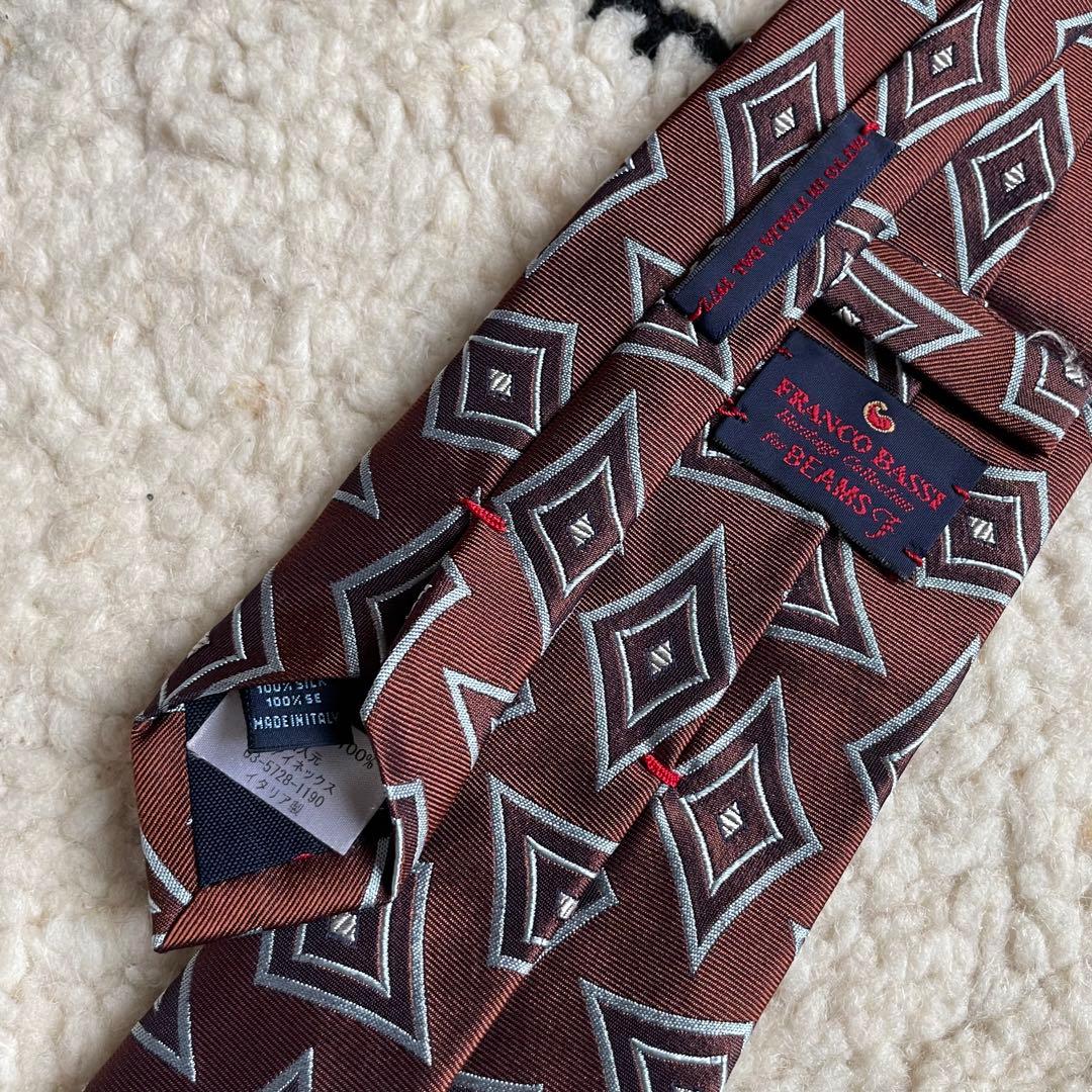 FRANCO BASSI for BEAMS F パネル幾何柄ジャカードタイ