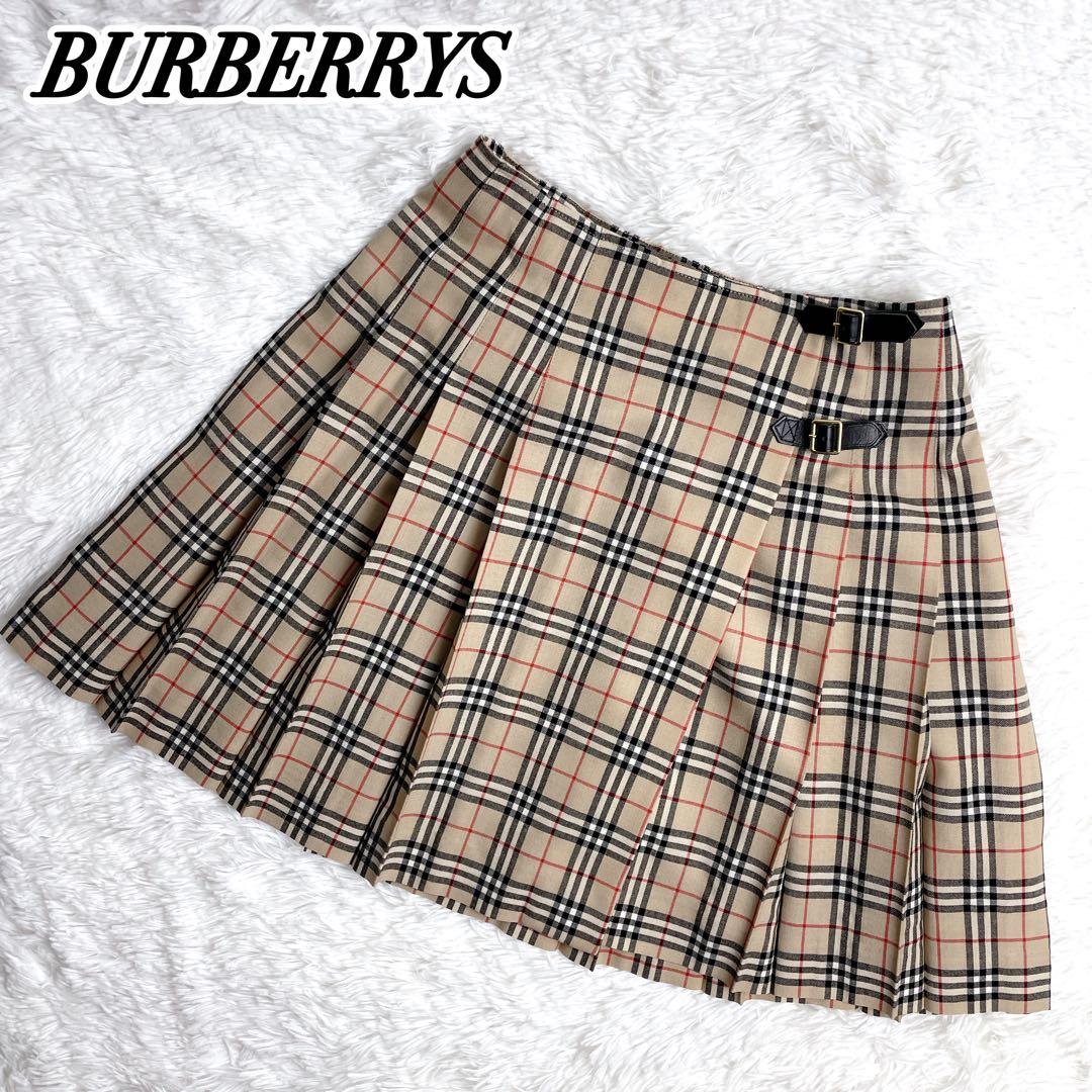 極美品✨バーバリー 巻きスカート プリーツ ノバチェック ベルト 160A M