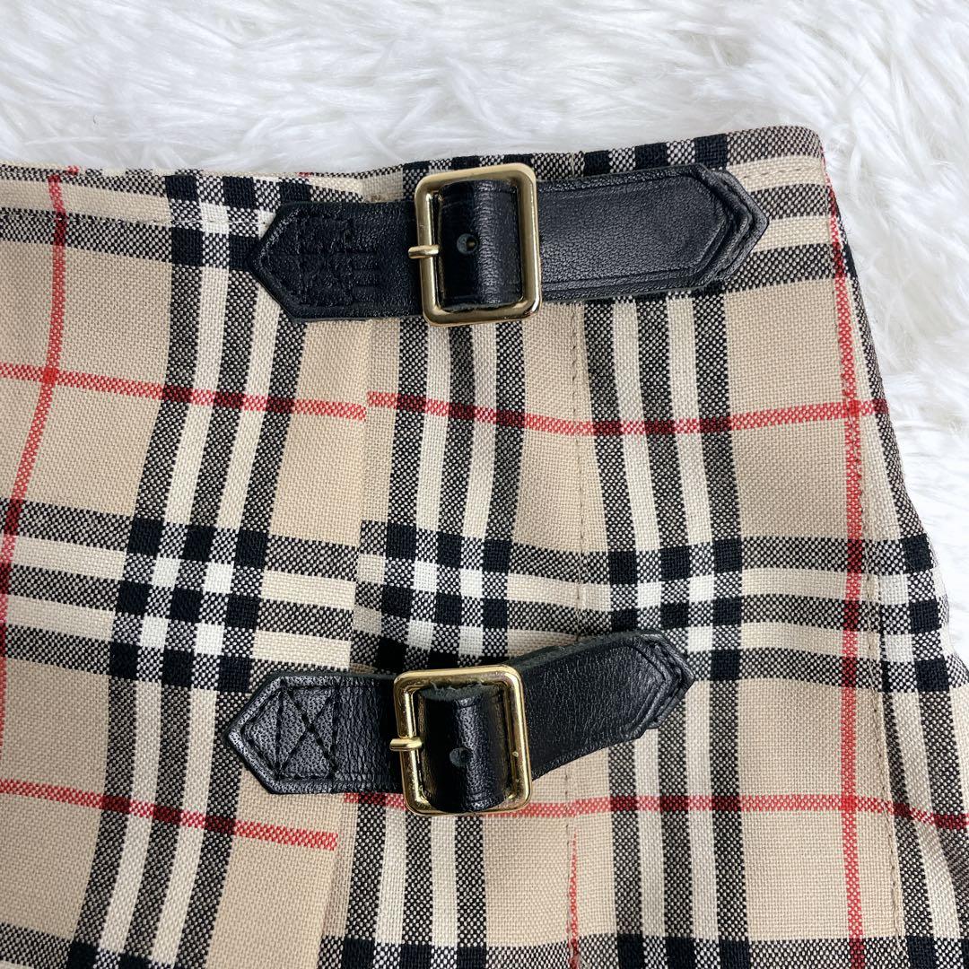 極美品✨バーバリー 巻きスカート プリーツ ノバチェック ベルト 160A M