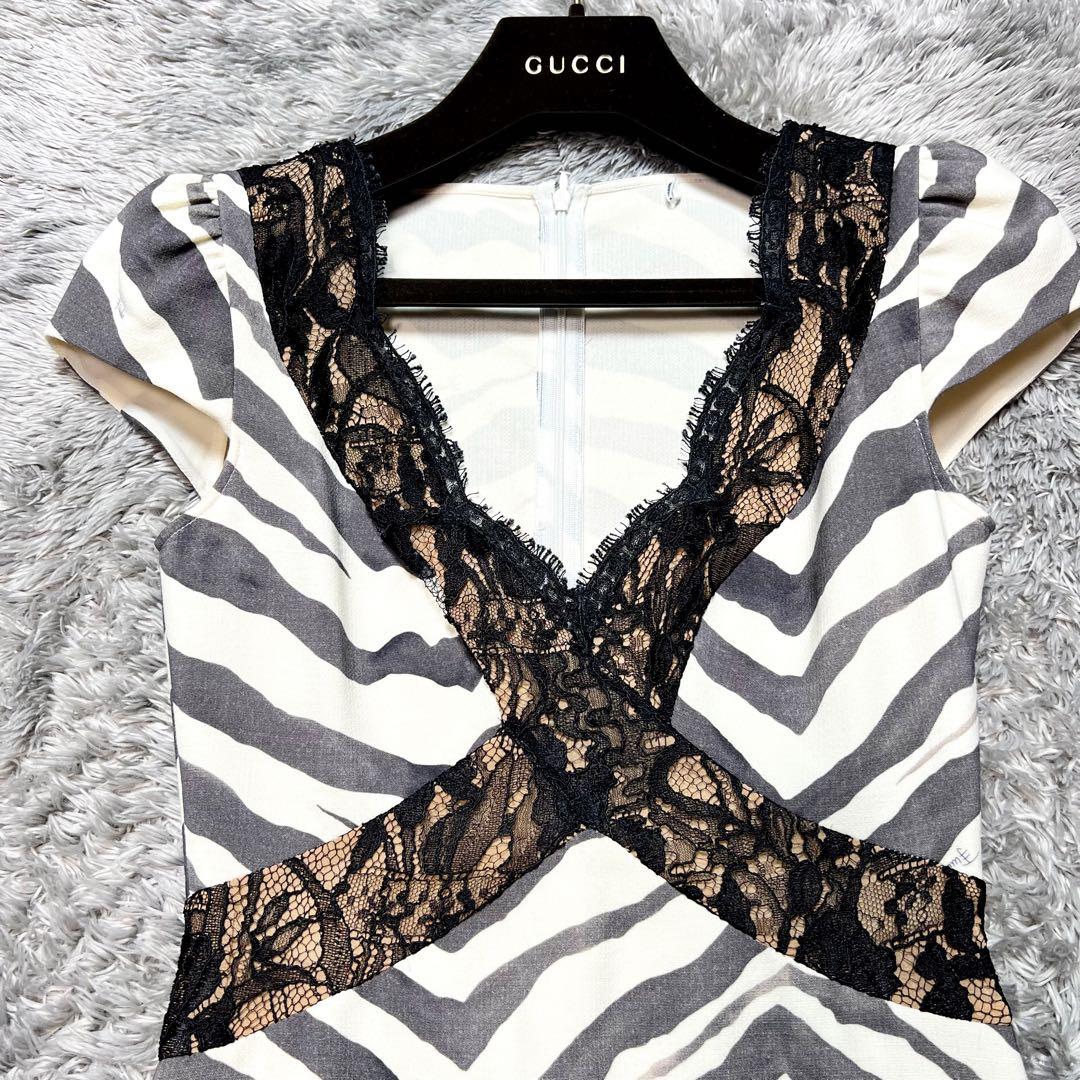 エミリオプッチ　キャップスリーブ ゼブラ ワンピースウール シルク S相当 美品