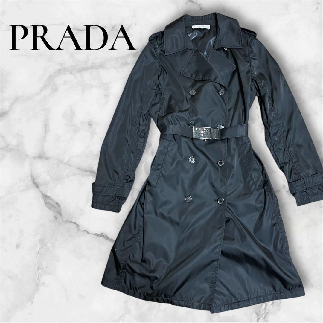 美愛さま♡PRADA プラダ ブラック 黒 ナイロン トレンチコート