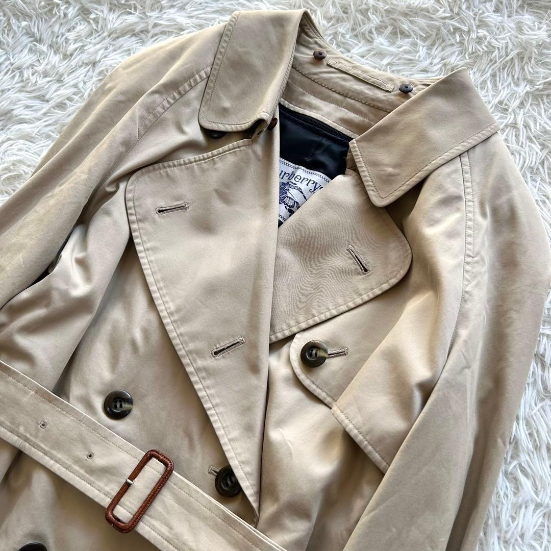 希少デザイン　バーバリー　トレンチコート　襟付き　ライナー　ベルト完備　ベージュ