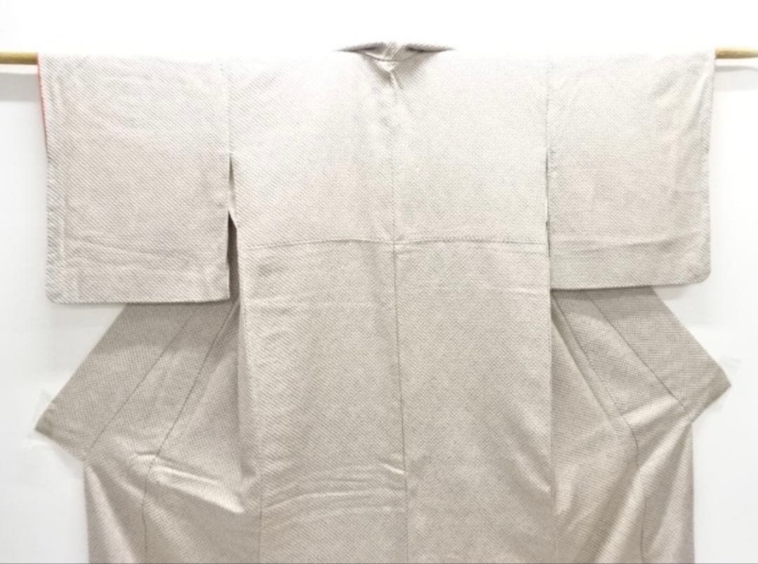 美品一部しつけ付き未使用豪華総絞り小紋グレー系トールサイズ