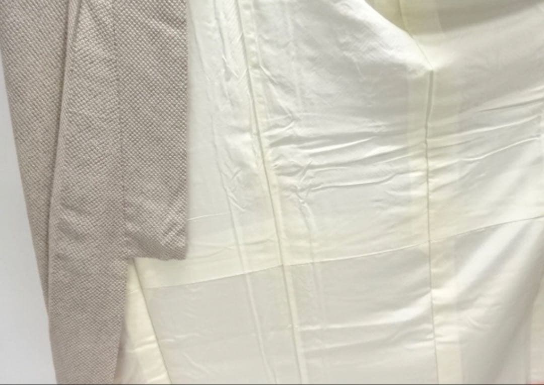 美品一部しつけ付き未使用豪華総絞り小紋グレー系トールサイズ