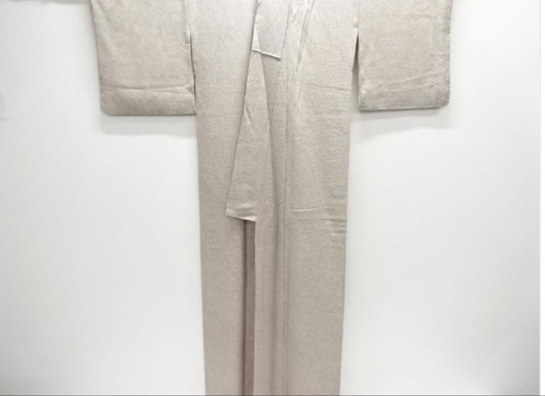 美品一部しつけ付き未使用豪華総絞り小紋グレー系トールサイズ
