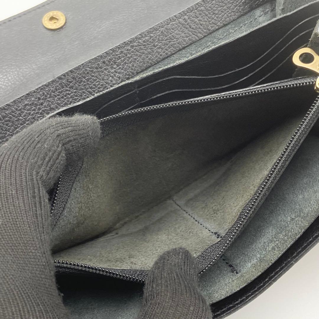 イルビゾンテ　長財布　フラップ　ロゴ刻印　レザー　ブラック　イタリア製