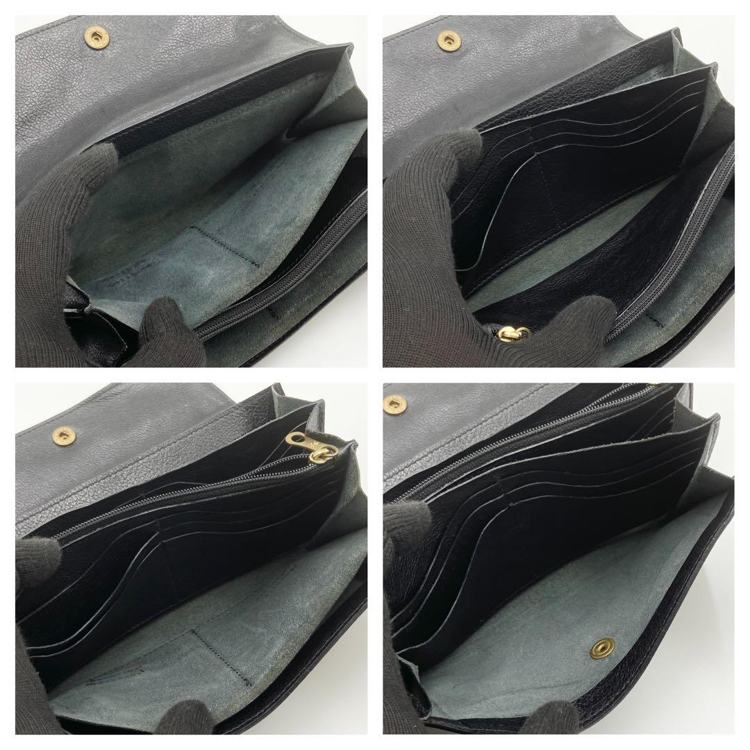 イルビゾンテ　長財布　フラップ　ロゴ刻印　レザー　ブラック　イタリア製