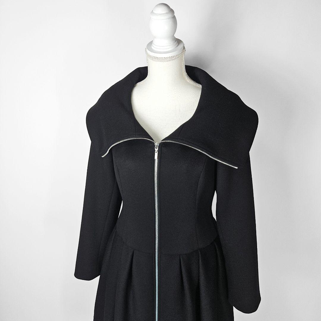 【新品同様】フォクシー　カシミヤ　コート　レース　刺繍　Aライン　タック　ウール