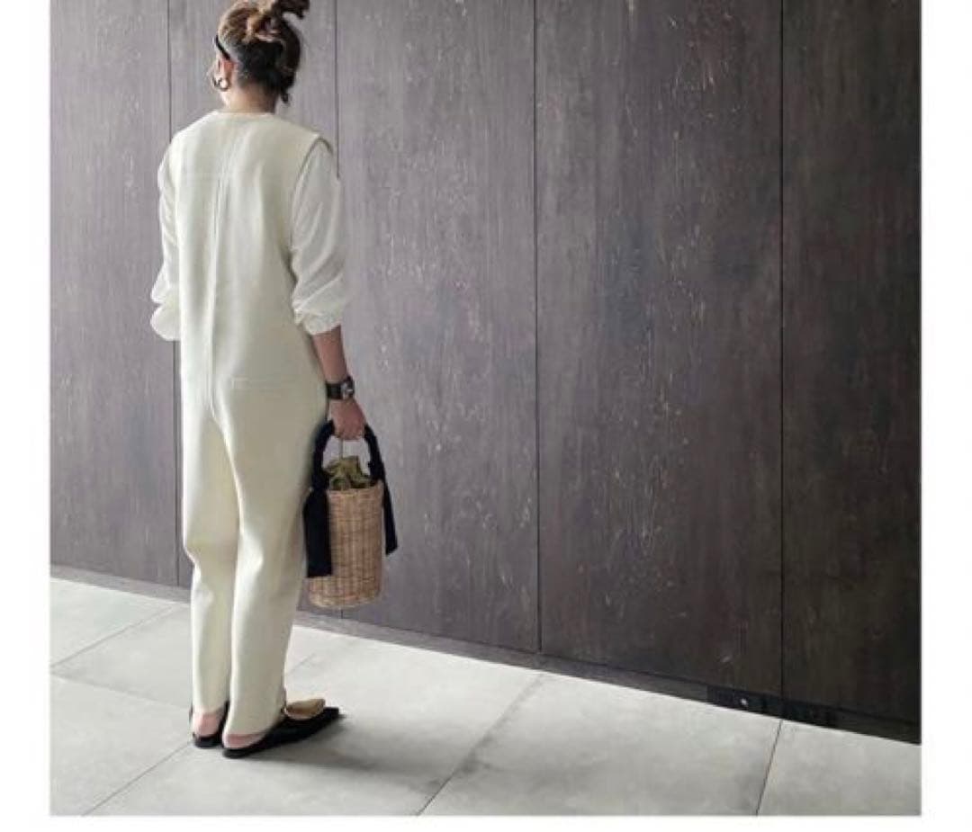 美品★LOHENローヘン2022AWミラノリブニットオールインワン ホワイト38