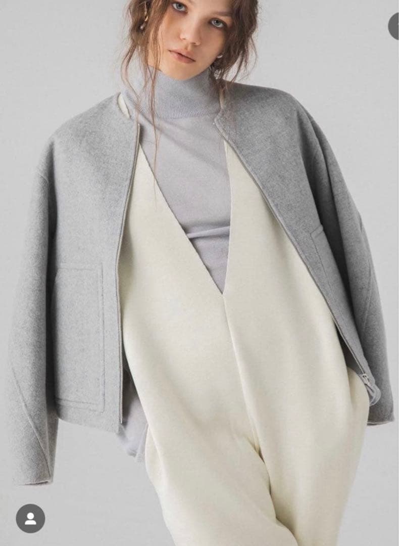 美品★LOHENローヘン2022AWミラノリブニットオールインワン ホワイト38