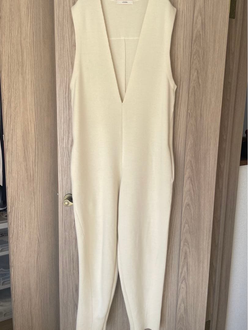 美品★LOHENローヘン2022AWミラノリブニットオールインワン ホワイト38