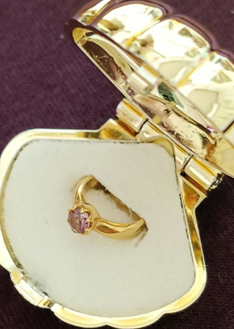 ジュエリーマキ K１８刻印 2月誕生石アメジスト ベビーリング　ペンダントトップ