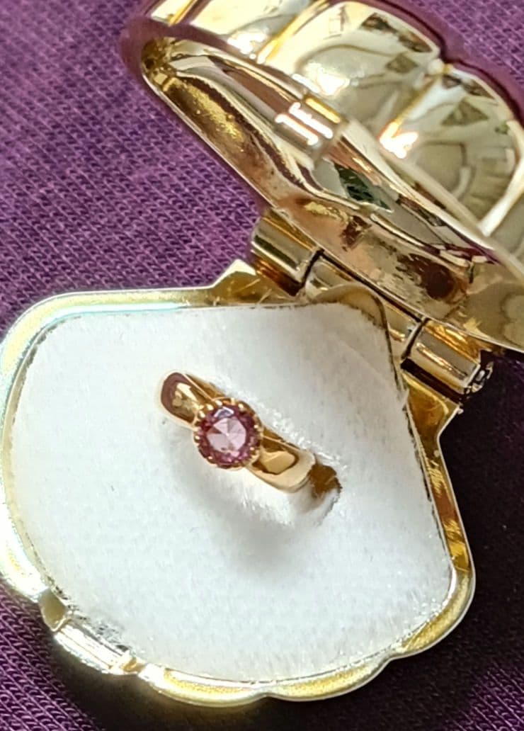 ジュエリーマキ K１８刻印 2月誕生石アメジスト ベビーリング　ペンダントトップ