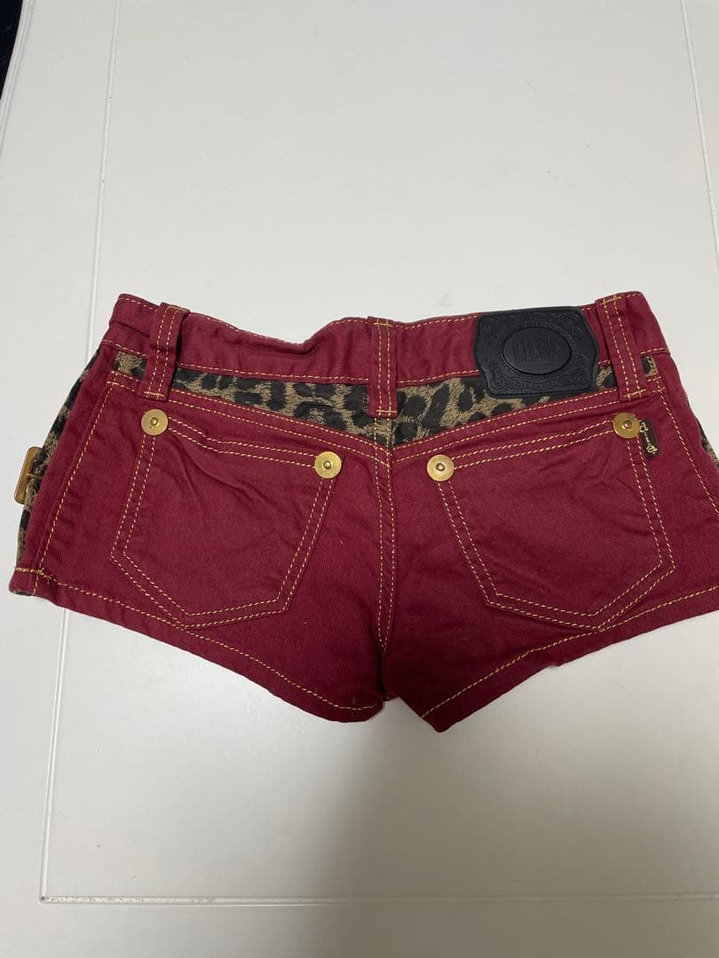 d.i.aタグ付き！豹柄ポイントデニムショーパン赤