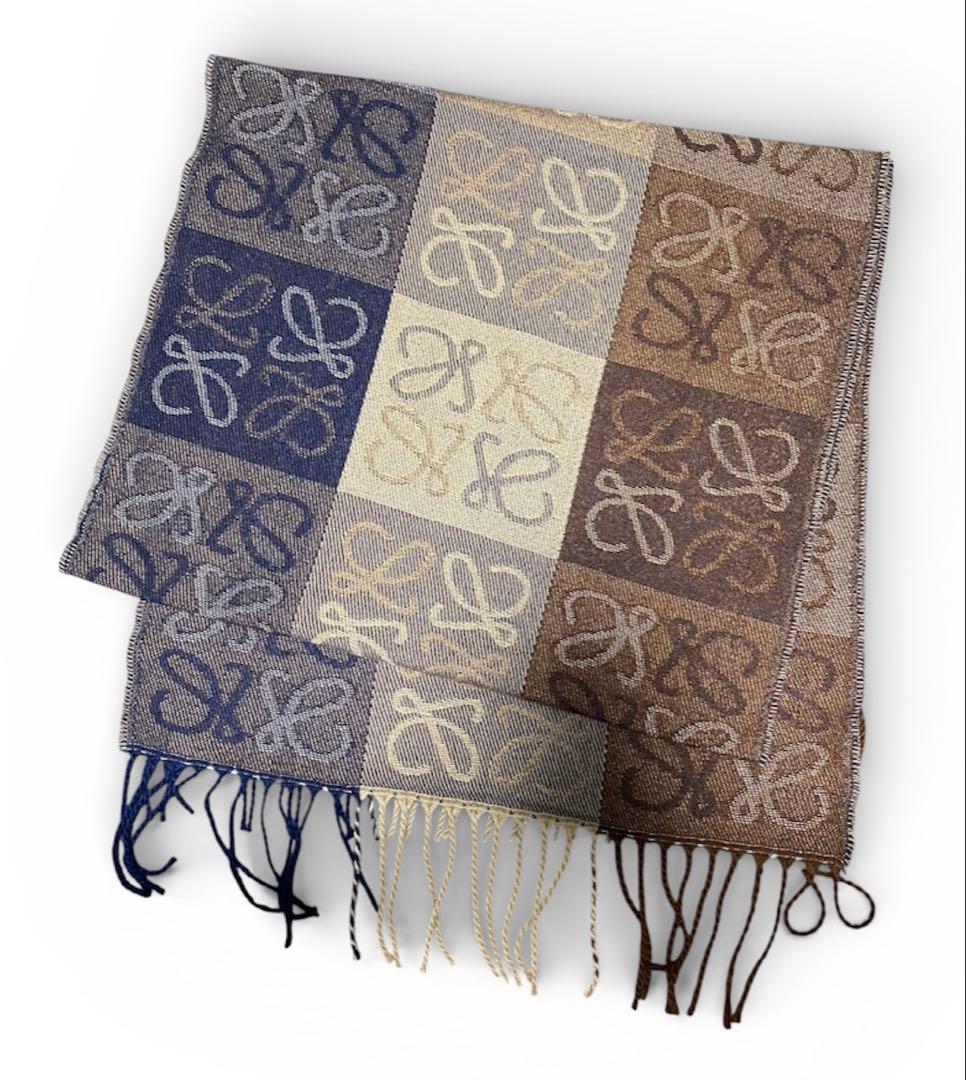 じ*ん様 LOEWE チェッカーボード マフラー ストール カシミヤ