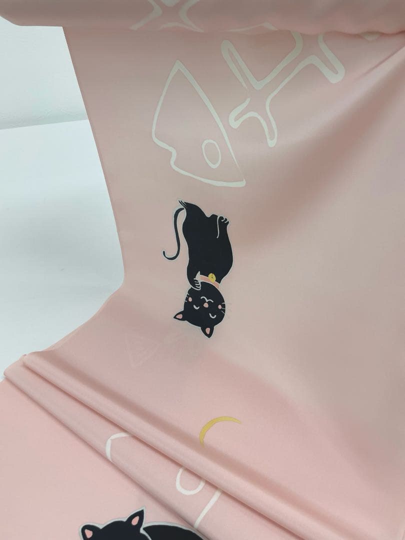 長襦袢 猫 洒落襦袢 ローズダスト色 正絹 反物