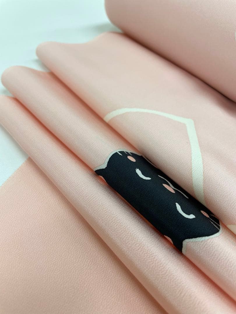 長襦袢 猫 洒落襦袢 ローズダスト色 正絹 反物