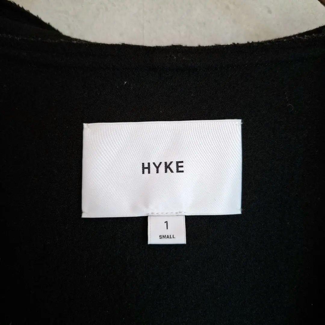 HYKE メルトンフーデットコート　ブラック