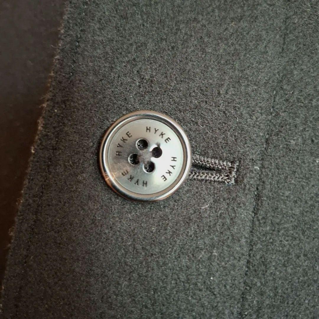 HYKE メルトンフーデットコート　ブラック