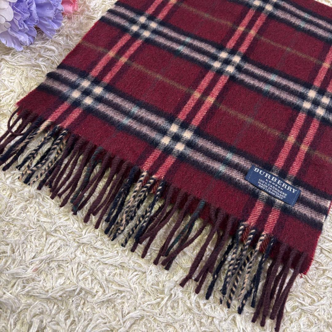 美品　バーバリーロンドン　イギリス製　チェック柄　カシミヤ100% マフラー