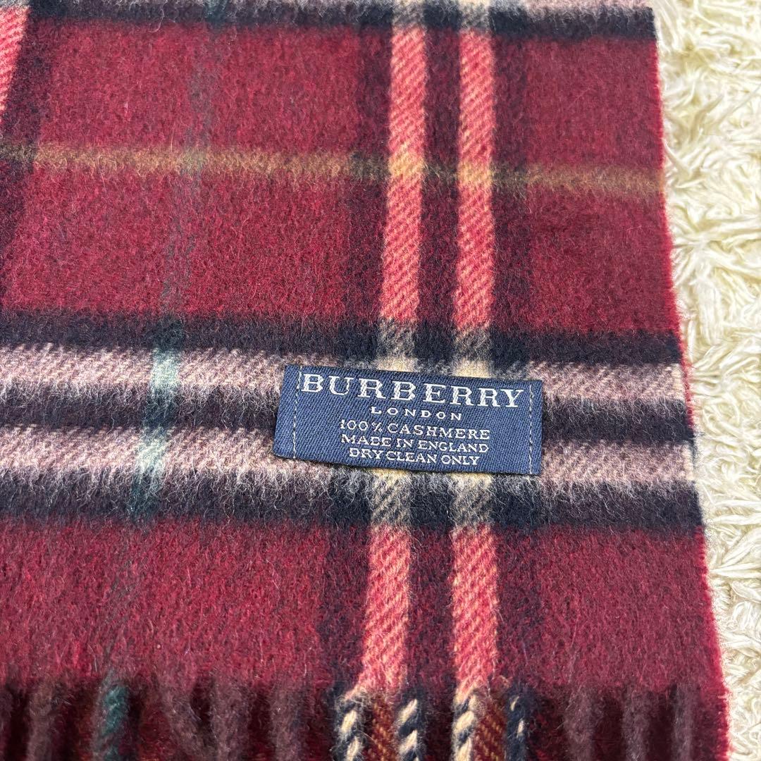美品　バーバリーロンドン　イギリス製　チェック柄　カシミヤ100% マフラー
