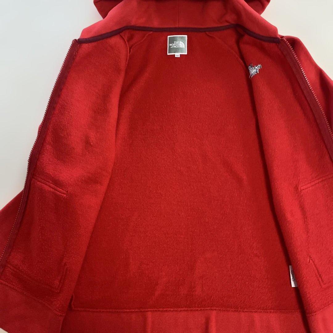 ノースフェイス☆ビックロゴフーディ☆ジップアップパーカー☆美品レディースMレッド