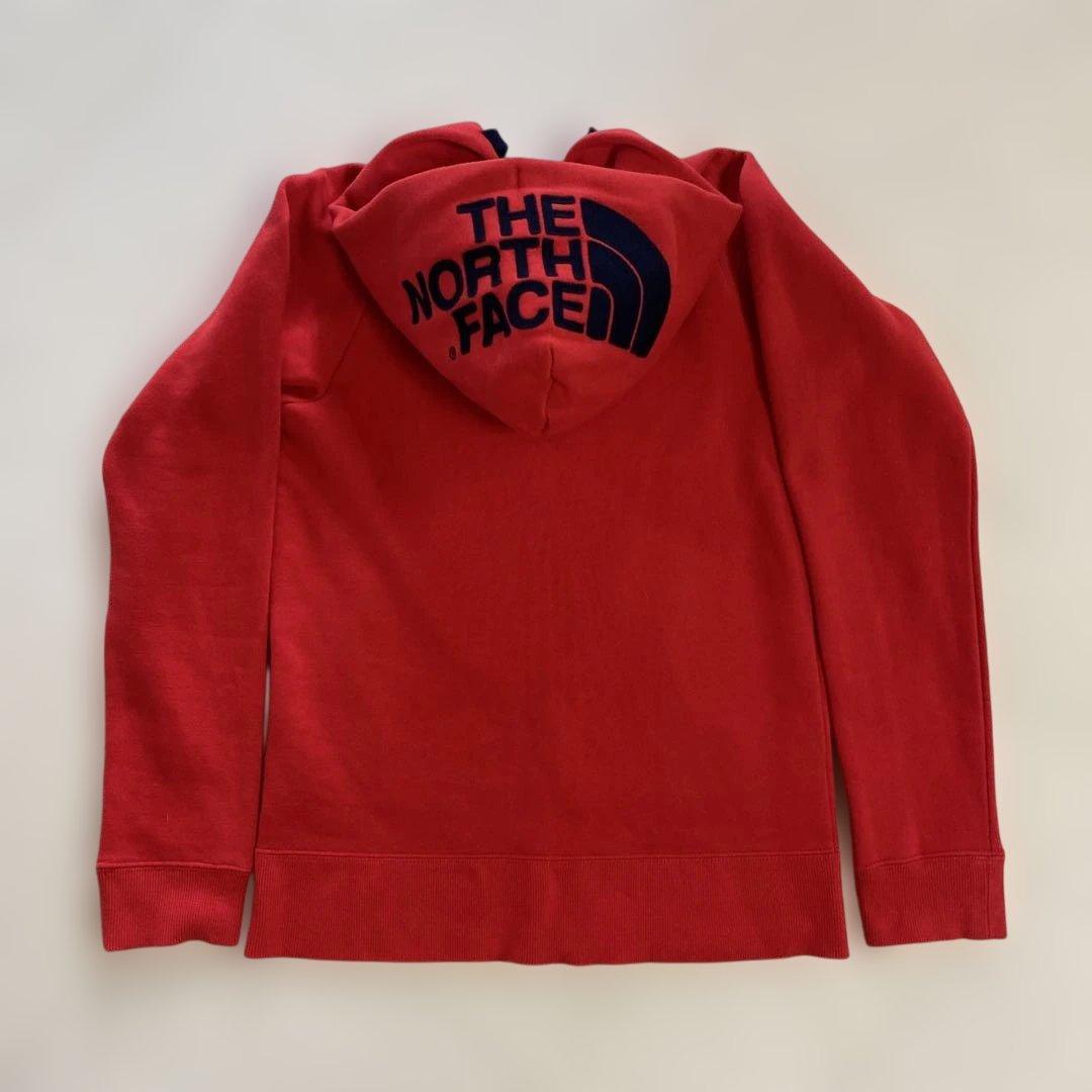 ノースフェイス☆ビックロゴフーディ☆ジップアップパーカー☆美品レディースMレッド