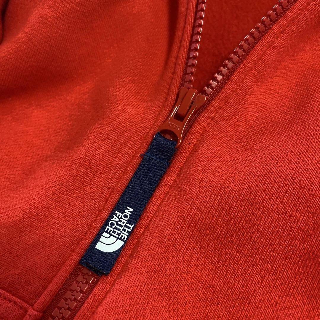 ノースフェイス☆ビックロゴフーディ☆ジップアップパーカー☆美品レディースMレッド
