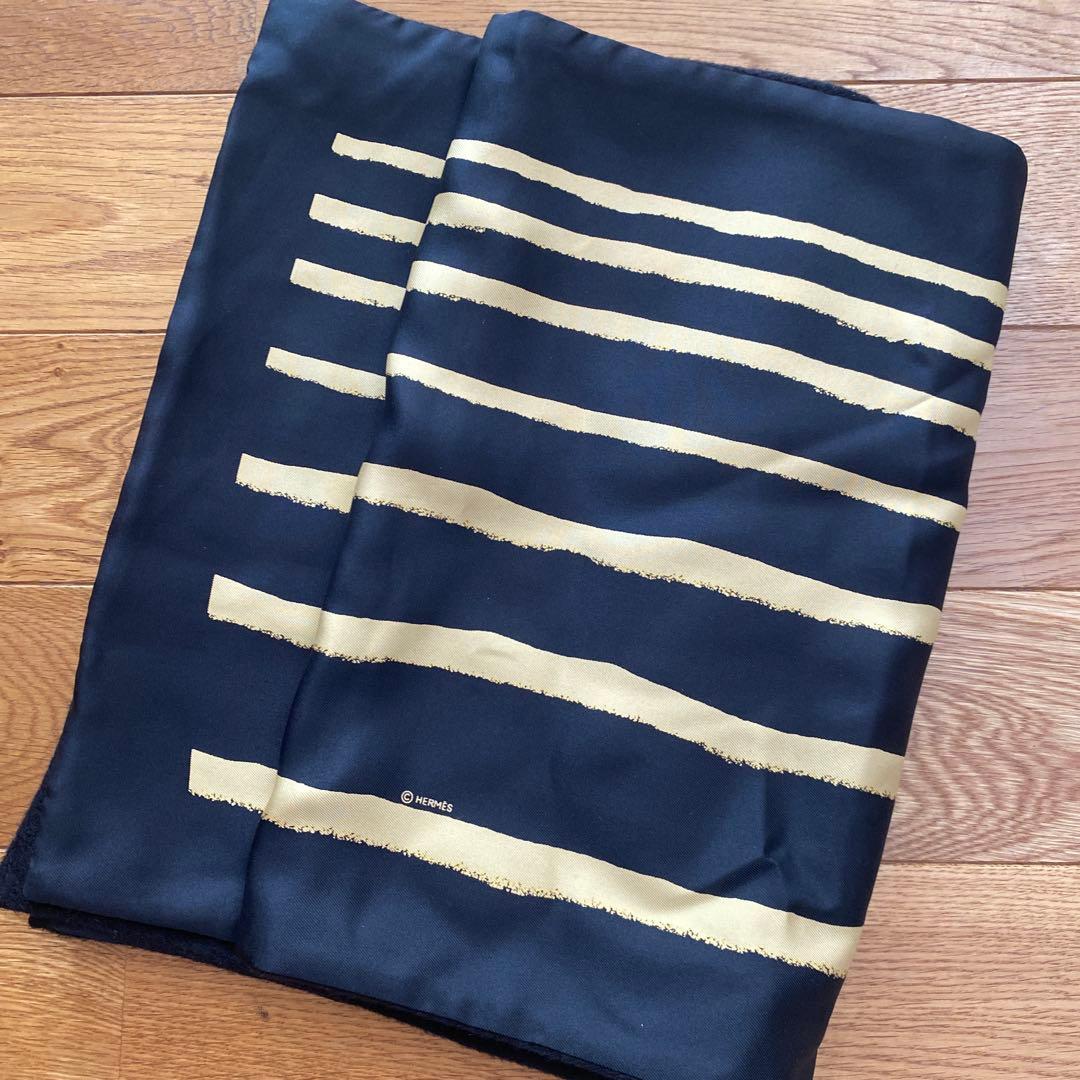 HERMES エルメス マフラー アンゴラ シルク ブラック