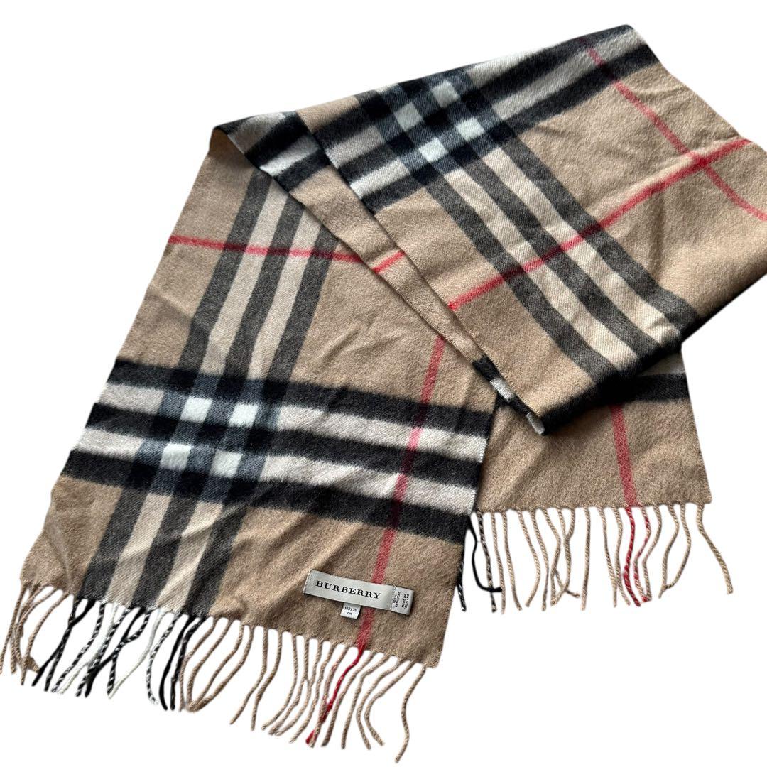【現行】英国製 バーバリー カシミヤ100% マフラー ノバチェック