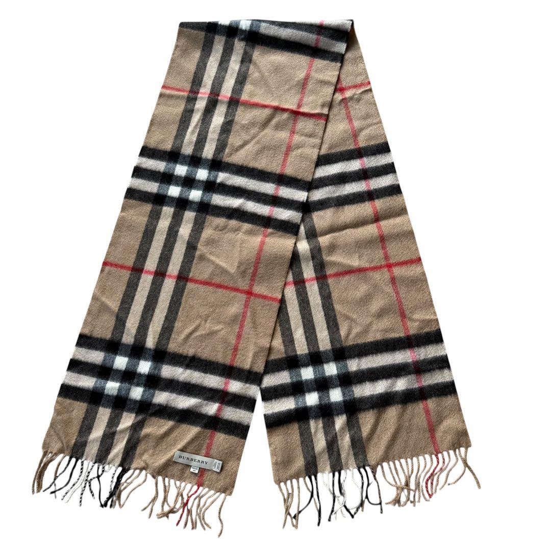 【現行】英国製 バーバリー カシミヤ100% マフラー ノバチェック