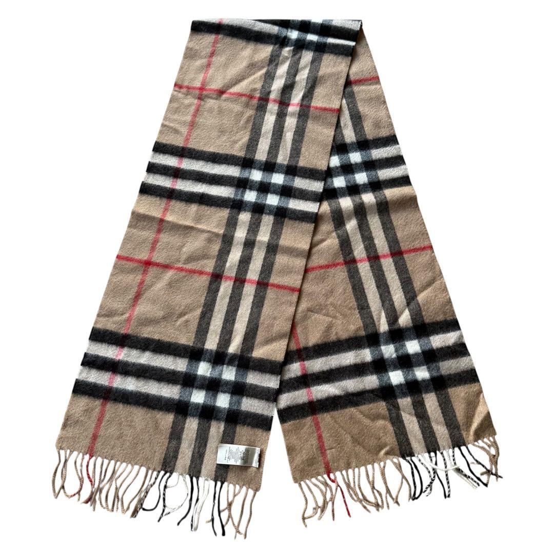 【現行】英国製 バーバリー カシミヤ100% マフラー ノバチェック