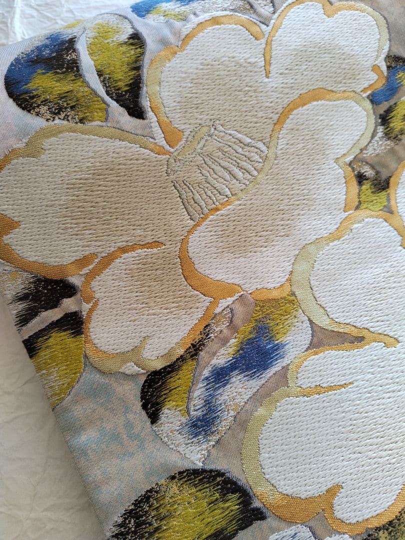 UniUni値下げ　織匠　万勝　琳派椿葉樹文　春繭　袋帯