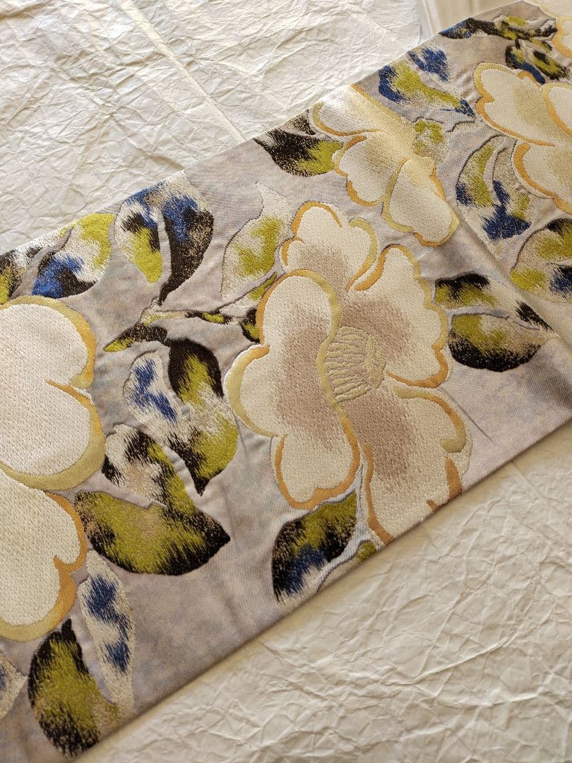 UniUni値下げ　織匠　万勝　琳派椿葉樹文　春繭　袋帯