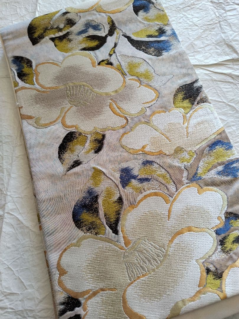 UniUni値下げ　織匠　万勝　琳派椿葉樹文　春繭　袋帯