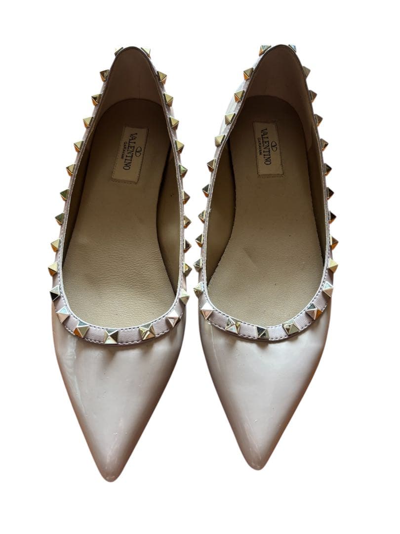 【VALENTINO】ロックスタッズ　エナメル　バレリーナ