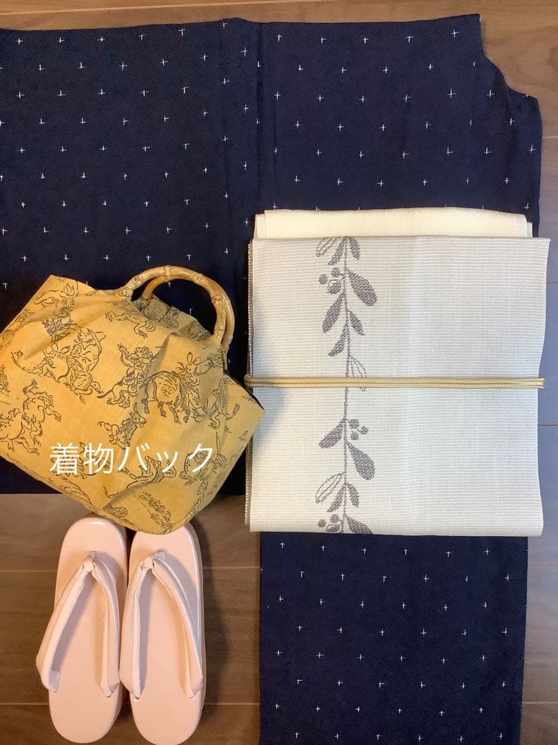 和装バック　着物バック　和柄コットン生地・鳥獣戯画（からし色）入学卒業結婚式振袖