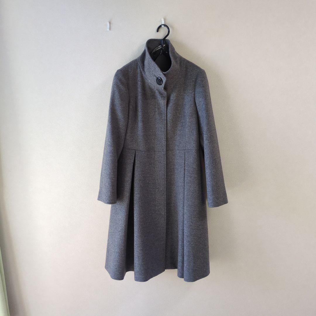 ウールコート（ウール100%）　アッシュグレイ　フレアコート 通勤　防寒　上品