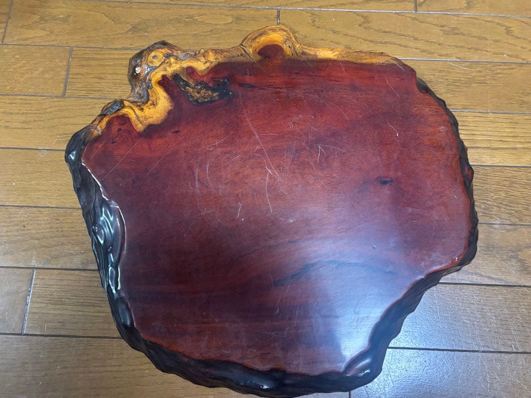 高級天然木 一枚板　欅　赤褐色 不規則形状 花台　台座