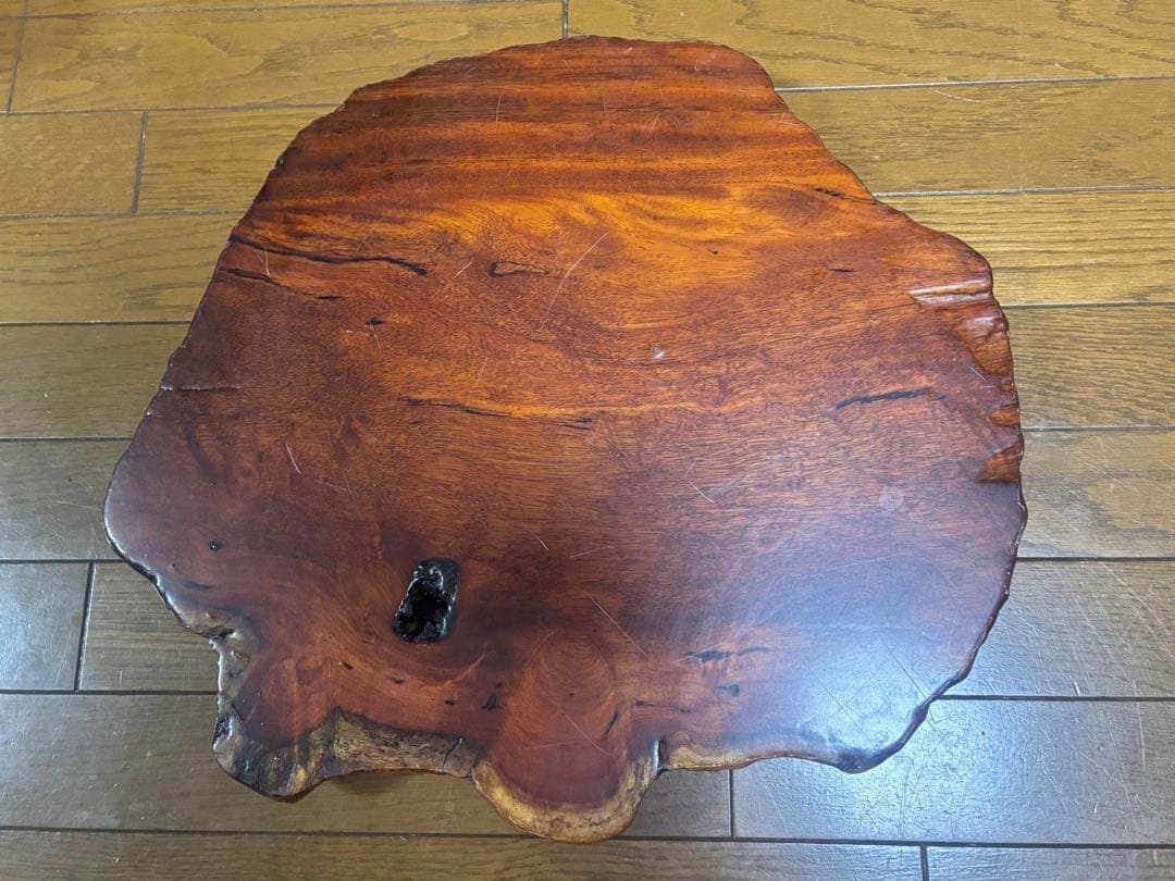 高級天然木 一枚板　欅　赤褐色 不規則形状 花台　台座