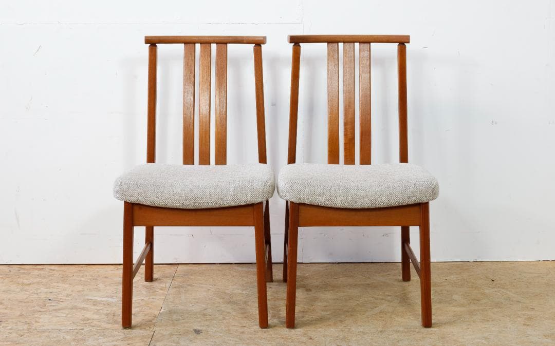 美品 ヴィンテージ チーク無垢材 ハイバックダイニングチェア 1脚分