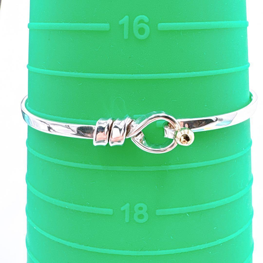 極美品 オールドティファニー フック&ループ コンビ バングル シルバー k18