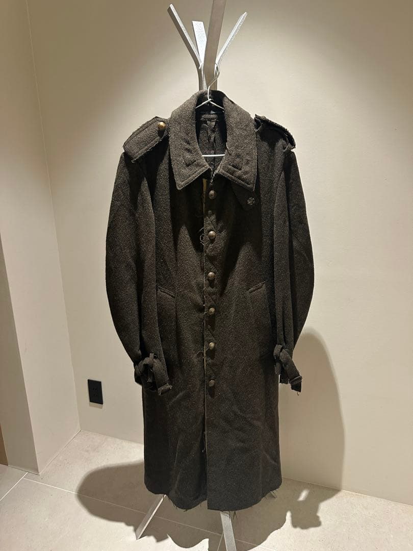 yohji yamamoto ウール混紡ダークブラウンロングコート