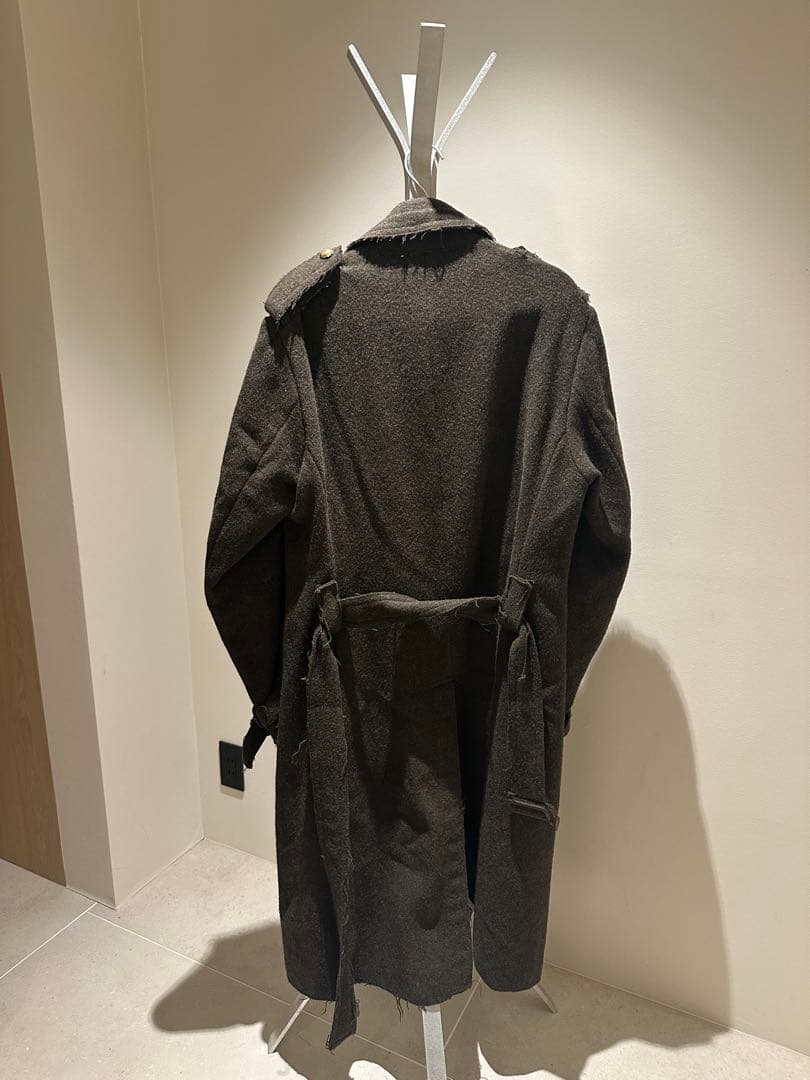 yohji yamamoto ウール混紡ダークブラウンロングコート