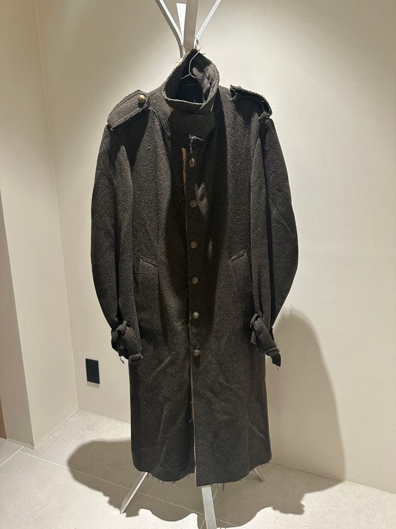 yohji yamamoto ウール混紡ダークブラウンロングコート
