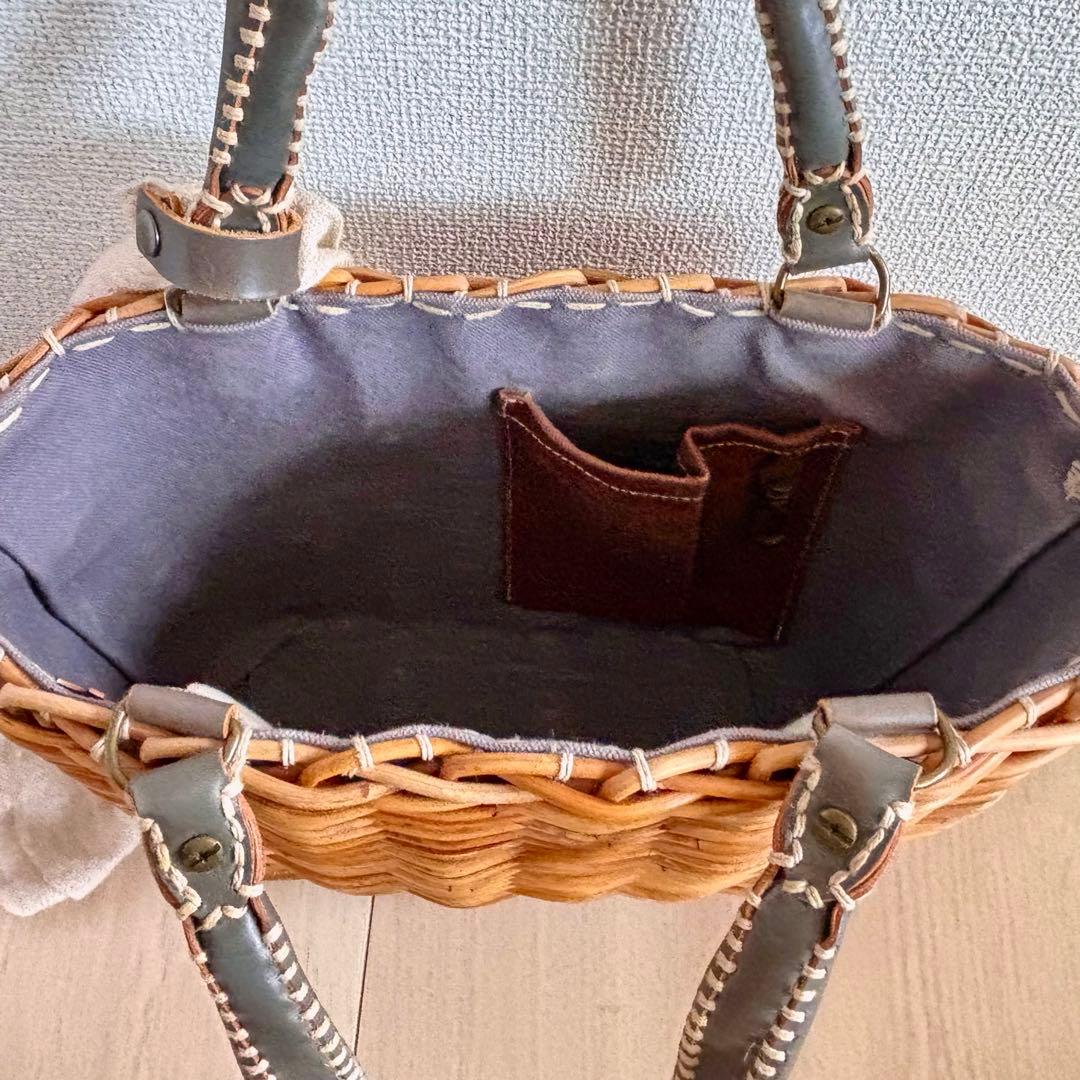 エバゴス ハンドバッグ カゴバッグ（紅籐＆レザー）