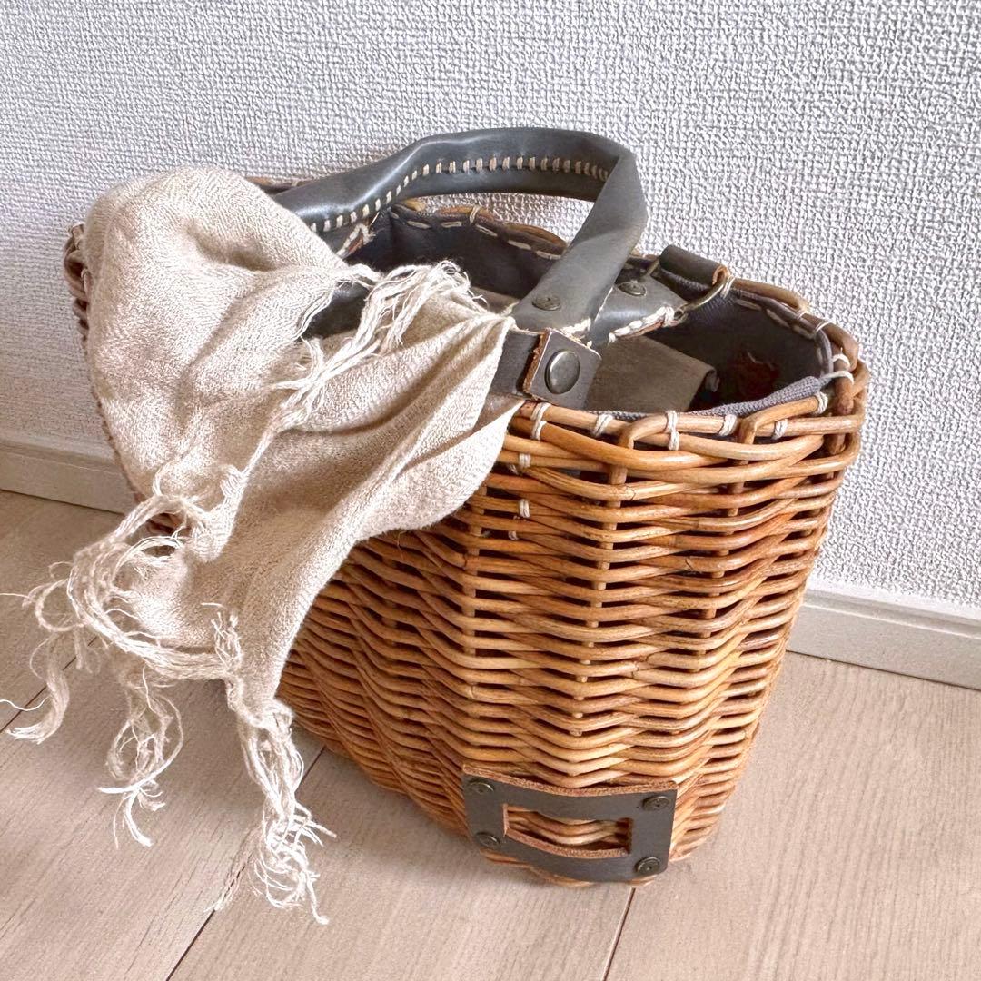 エバゴス ハンドバッグ カゴバッグ（紅籐＆レザー）