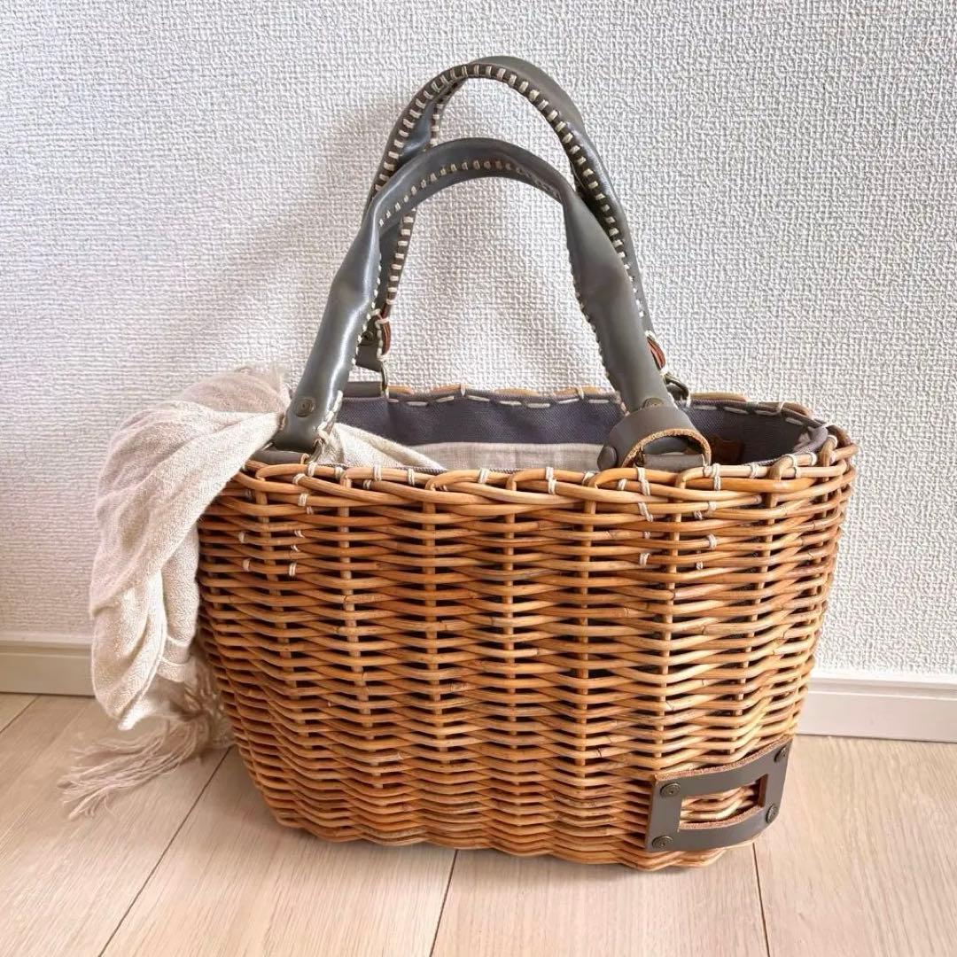 エバゴス ハンドバッグ カゴバッグ（紅籐＆レザー）