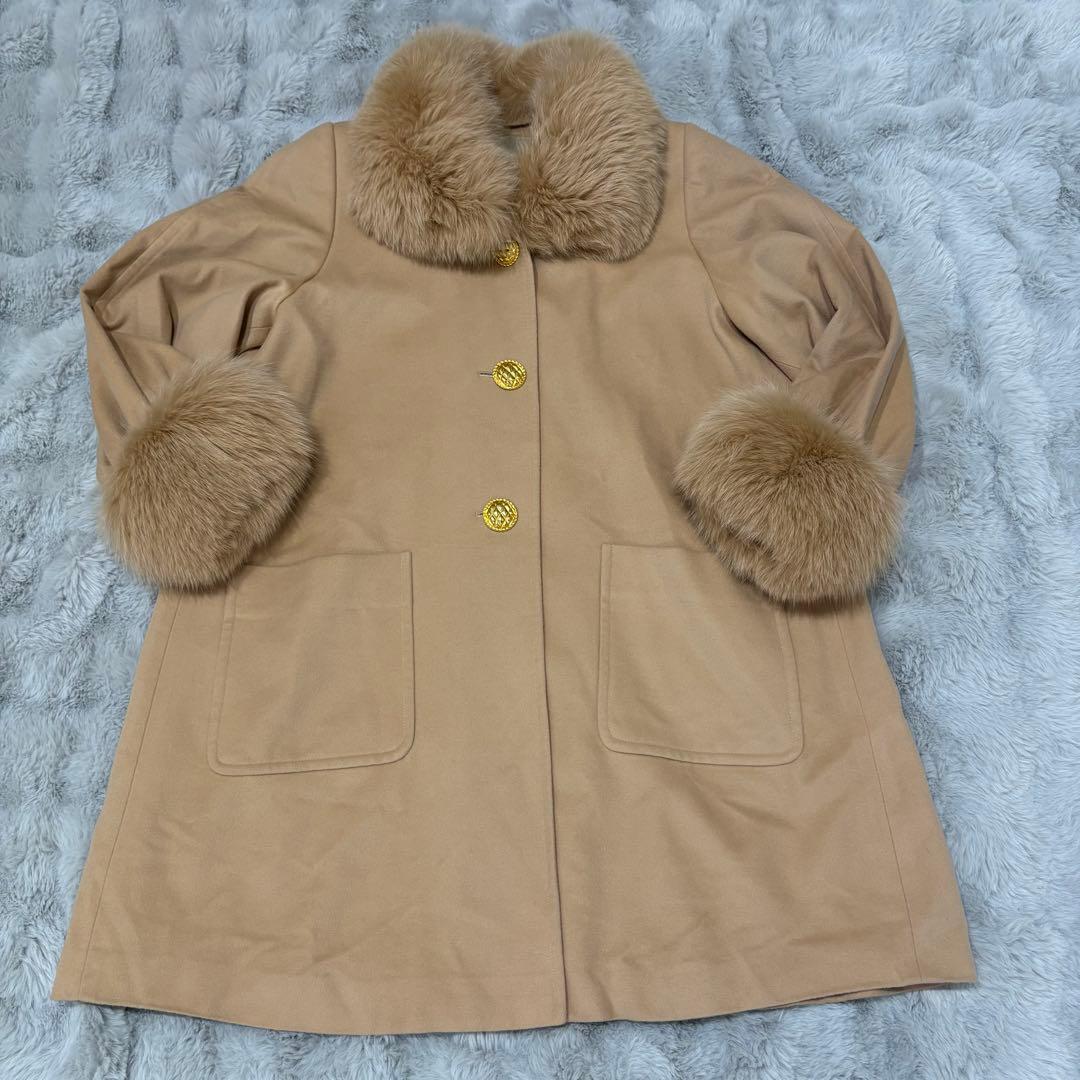 美品♡FOXEY ロングコート 2way フォックスファー キャメルベージュ F